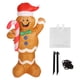 thumbnail image 2 of Pan De Jengibre Autoinflable, Hombre De Jengibre Inflable Navideño, Muñeco De Nieve Navideño, Súper Puntadas, Sable, Lindo, 5 Pies De Alto Con Bastón De Caramelo, 2 of 7