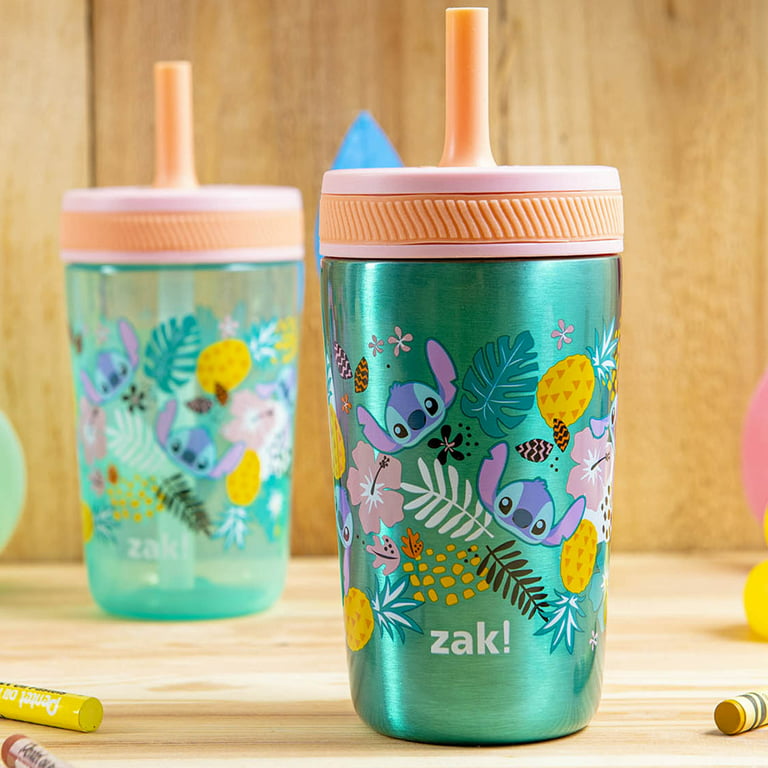 Zak Designs 3pc Kelso Straw Tumbler Set, 12oz Stainless Steel and 15oz  Plastic, 2 Cups and 1 Bonus Straw, Leakproof and Perfect for Kids, Unicorns