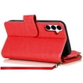 thumbnail image 3 of Leather Wallet Case with Zipper Pocket for Samsung Galaxy A26 5G - Red, 3 of 4