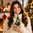 thumbnail image 6 of Mini Christmas Tree Assortment,Small Artificial Tabletop Christmas Trees Pre-Decorated,Holiday Desktop Decor for Home & Office(A), 6 of 7