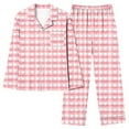 thumbnail image 5 of Women's Pajamas Sets 2 Piece Button Up Shirts and PJ Bottoms Hearts Print Long Sleeve Valentines Nightgown Suits (XL, Pink), 5 of 7