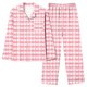 thumbnail image 5 of Pijama informal de manga larga con estampado para mujer, traje de pijama con solapa holgada y bolsillo con botones, top y pantalones de poliéster., 5 of 7
