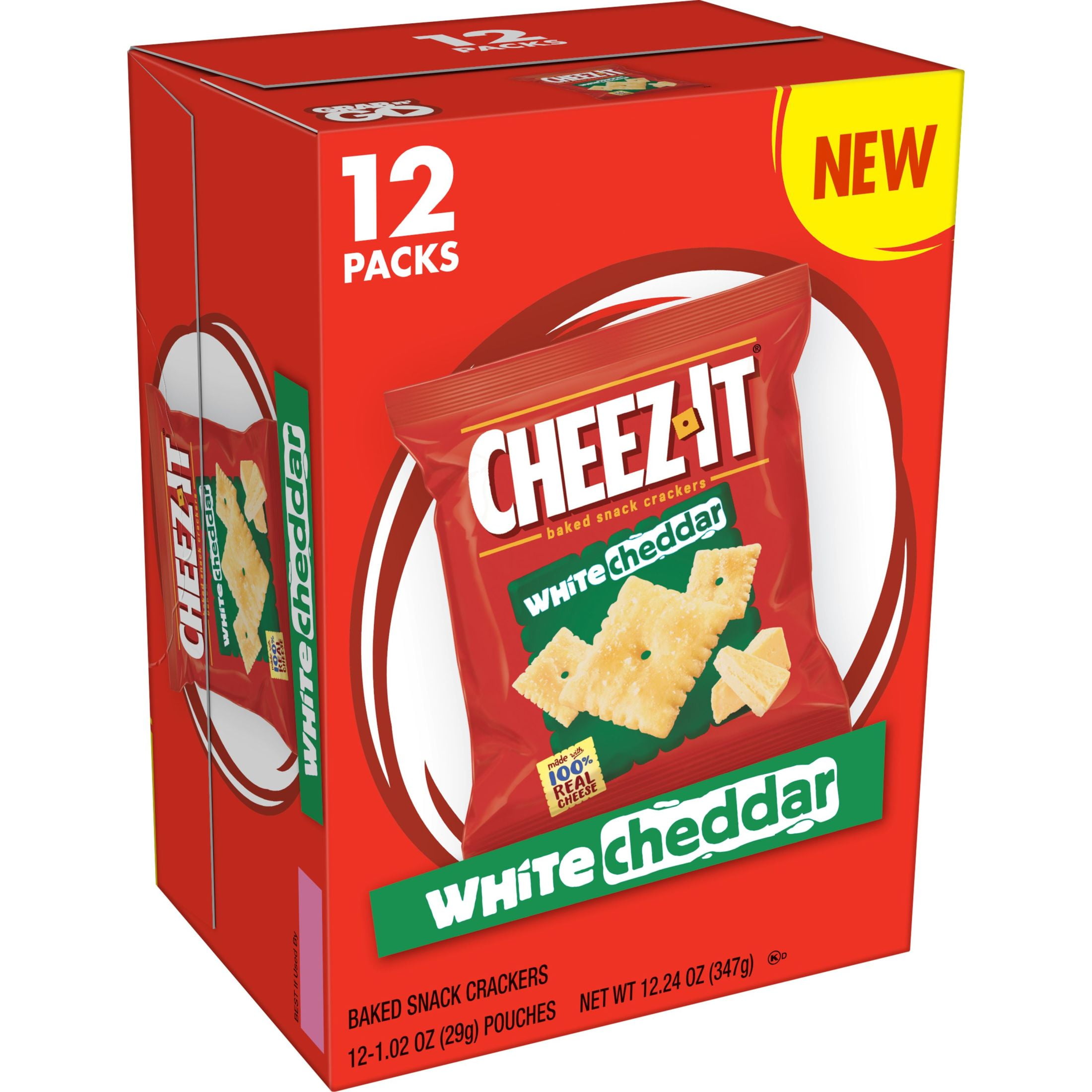 CheezIt White Cheddar Baked Snack Crackers, 12.24 oz, 12 Count