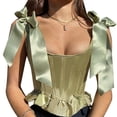 thumbnail image 1 of goowrom Hauts Corset Sans Manches à Lacets avec Nœud Papillon pour Femmes, 1 of 10
