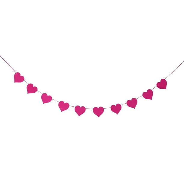 KAKOWELY Banderines de fieltro con forma de corazón para decoración de bodas, fiestas y el hogar, 110 pulgadas (rojo rosa)