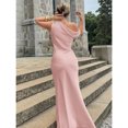 thumbnail image 2 of Coral Pink Womens Satin Asymmetric One Shoulder Hollow Backless Maxi Dress For Party Cocktail Formal Bridesmaid, 2 of 6