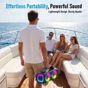Portable Bluetooth Speaker IP65 Waterproof,140W Loud Sound,Bass Boost,Bluetooth 5.3, LED Lights,True Wireless Stereo Pairing,24H Playtime, for Home/Outdoor/Party/Beach, Fashionable Gift(Black)