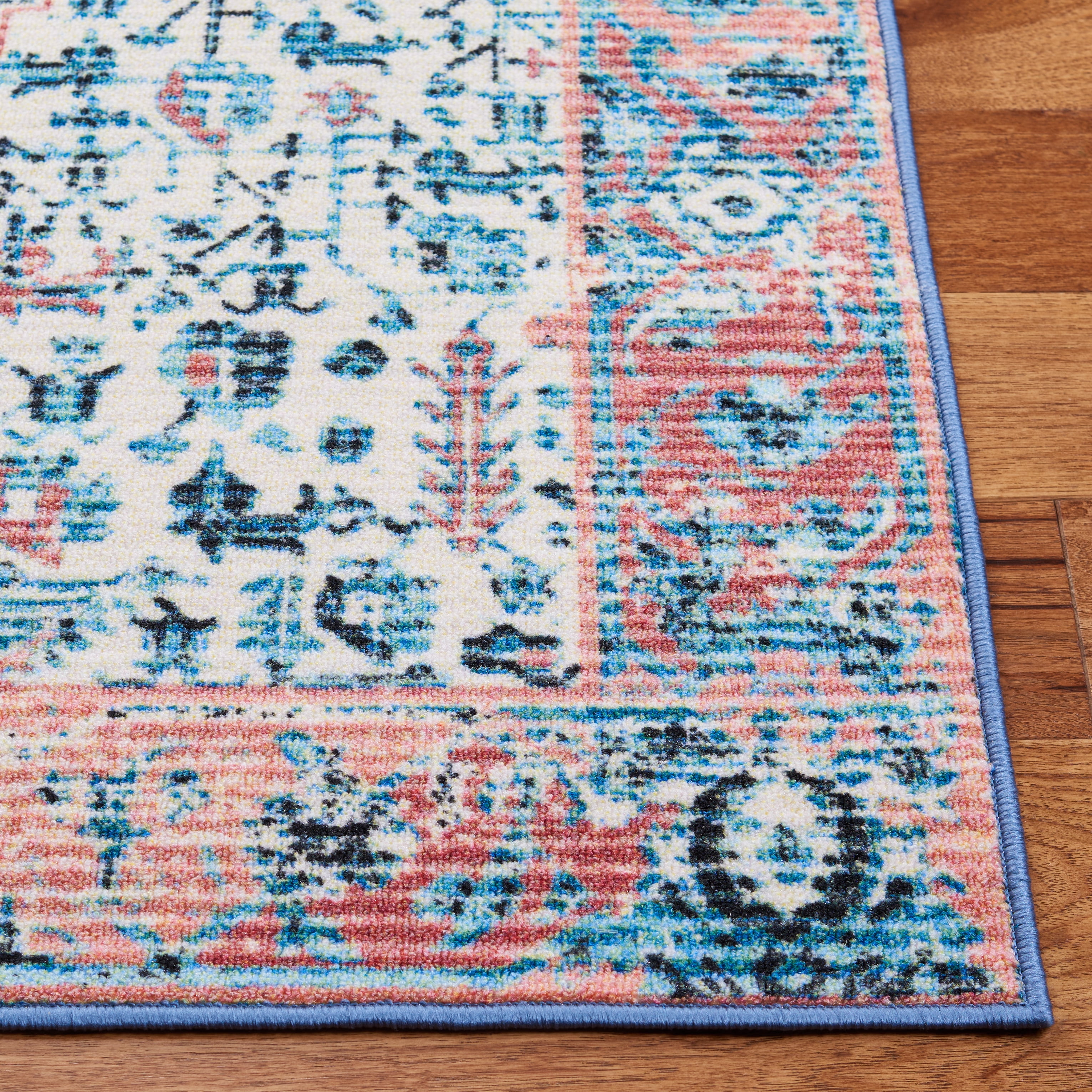 SAFAVIEH Journey Seachlann Floral Distressed Area Rug, Ivory/Blue, 8'9" x 12'