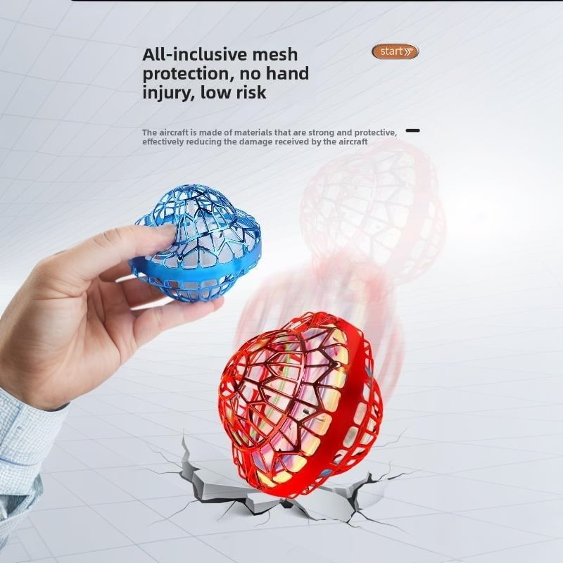 SKYQITIAN Blue upgraded version hovering ball drone UFO smart sensor flying ball toy, with LED lights, can rotate.