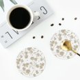 thumbnail image 4 of Vsdgher Vintage Stylized White Color Print Leather Coasters for Drinks, Durable Drink Coasters 4 Set for Tabletop Protection, Luxurious Home Décor and Housewarming Gift-Round Shape, 4 of 6