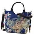 thumbnail image 1 of Bolso de mano bordado para mujer, estilo tradicional chino, bandolera para trabajar Azul profundo, 1 of 9