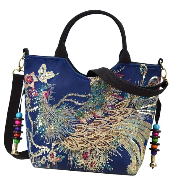 Bolso de bordado para el bolso de hombro para transportista para mujeres para el cumpleaños al aire libre deportes Azul profundo