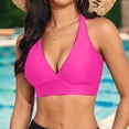 thumbnail image 2 of UJNDER Bikini Tops for Women Elastic Underwire Full Coverage Crop Top with Removable Pads and Tie Back for Swim Womens Swimsuit Tops Hot Pink L, 2 of 5