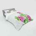 thumbnail image 3 of Watercolor Flower Duvet Cover Set, Picturesque Glamour Dramatic Rose with Cracked Effect Natural Art, Bedding Set with Shams and Fitted Sheet, 3 Sizes, by Ambesonne, 3 of 3