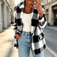 thumbnail image 7 of cocolona Womens Classic Plaid Jacket Fleece Lined Long Sleeve Lapel Overcoat Fall Winter Warm Trendy Outerwear, 7 of 7