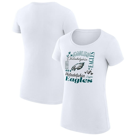 Women's G-III 4Her by Carl Banks  White Philadelphia Eagles Super-Slim Fit Lightweight Collage Team T-Shirt