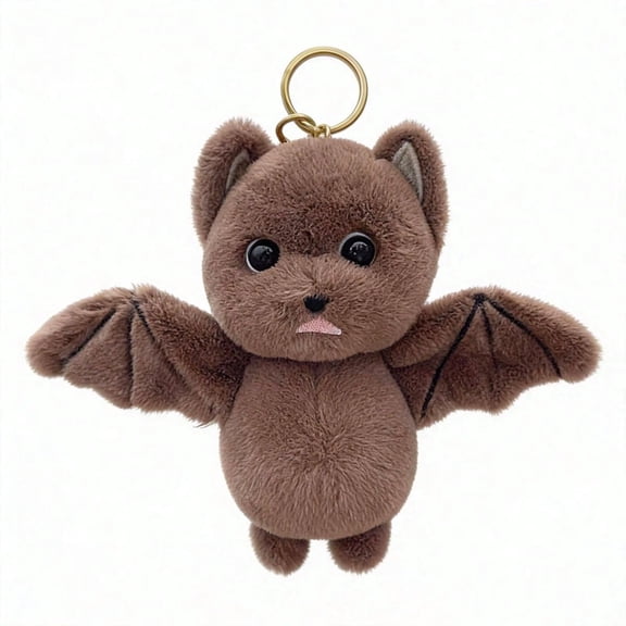 Brown Bat Plush Keychain Cute Stuffed Animal Bag Charm for Backpacks Halloween Gift