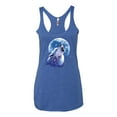 thumbnail image 2 of Wolf Howling at the Moon | Womens Animal Lover Premium Tri-Blend Racerback Tank Top, Vintage Royal, Medium, 2 of 3