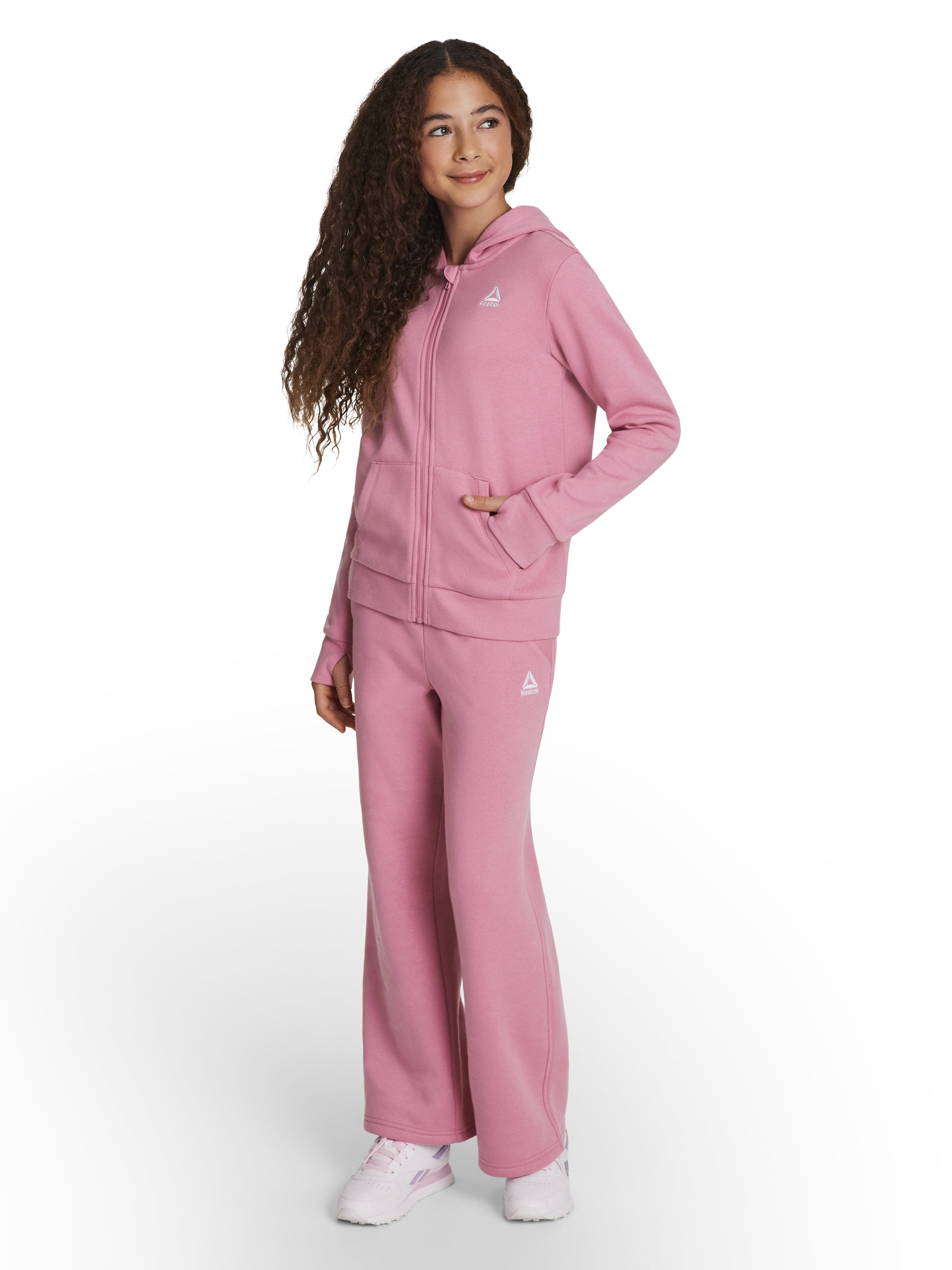 Reebok Girl’s Game Day Fleece Full Zip Hoodie, Sizes 4-18