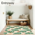 thumbnail image 3 of ODIKA 3'x5' Machine Washable Non-Slip Area Rug, Wild Fern Blossom Interlocking Floral Accent High Traffic Rug with Pad, Ivory, 618350, 3 of 8