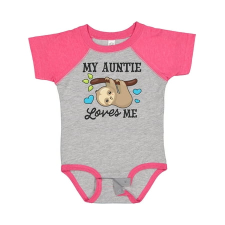 

Inktastic My Auntie Loves Me with Sloth and Hearts Gift Baby Boy or Baby Girl Bodysuit