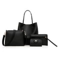 thumbnail image 1 of Sonducket Conjunto de bolso de mano, Kit de tarjetero, monedero de tamaño compacto, cuero PU, diseño de moda, mango, superficie lisa, sin Carteras Negro, 1 of 6