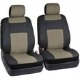 BDK 2Tone PU Leather Car Seat Covers Split Bench Side Airbag Safe with