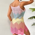 thumbnail image 6 of zaveiop Women Swimsuit Cover ups Summer Sleeveless Striped Color Block Bathing Suit Swimwear Hollow out Knit Dress (Pink, L), 6 of 6