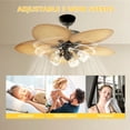 thumbnail image 5 of DWVO Tropical 52in Palm Leaf Ceiling Fans with Light and Remote,Glass Light Kit, Fan Light With 5 Blades,3 Speed, 4 Timer - Brown, 5 of 9