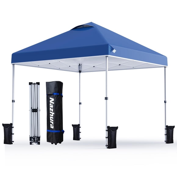 Carpa con toldo Nazhura, 3 x 3 m, plegable, con bolsa de arena, color azul