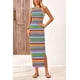 thumbnail image 4 of Vestido Maxi sin Mangas PRETTYGARDEN de Rayas Verde Talla M, 4 of 8