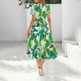 thumbnail image 3 of ITSAME Womens Maxi Dress, Short Sleeve V Neck Boho Prints Summer Flowy Beach Dress Green L, 3 of 3
