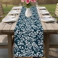 thumbnail image 4 of Navy Blue Spring Floral Table Runner - 120 Inch Long Farmhouse Flowers Elegant Pastoral Cotton and Linen Blended Dress Scarves Farmhouse Table Runner for Kitchen Dining, Coffee Table, 13" x 120", 4 of 8
