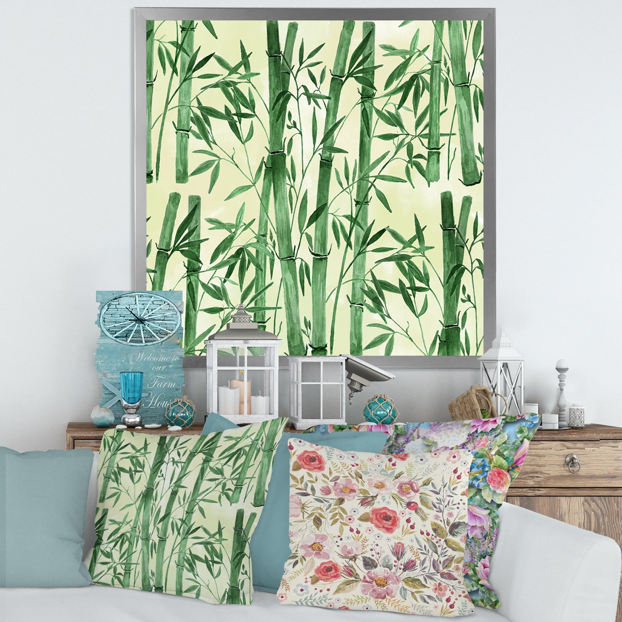 Designart 'The Forest of Bamboo Branches I' Tropical Framed Art Print