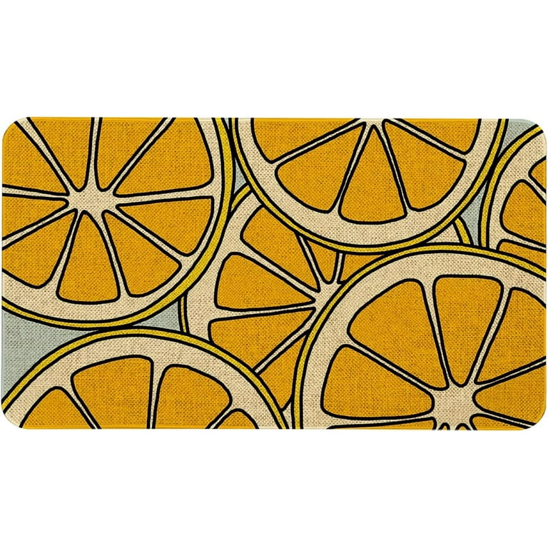 Mloabuc Yellow Lemon Decorative Kitchen Mats Set of 2, Anti
