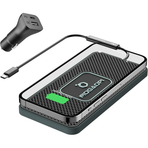 Wireless Charging Pad for Car, SWTSWT 15W Type C Wireless Charger Car, PD20W Fast Car Charger Compatible with iPhone 16 Pro Max/15 Plus/14/13/12 AirPods Pro Samsung S23/S22/21 (30 cm Cable)