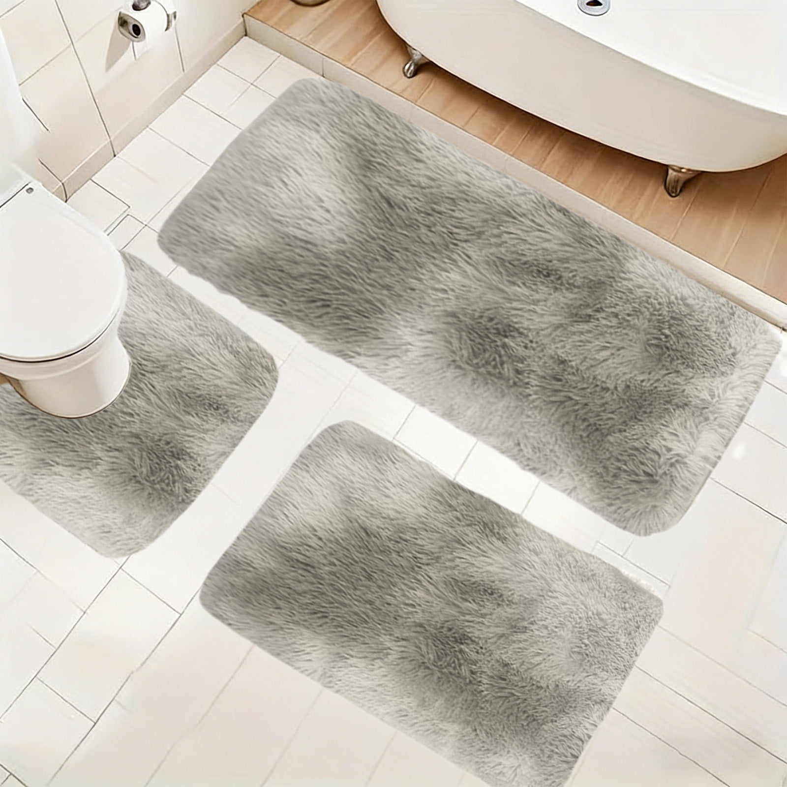 Mixed Color Bath Mats Set, 3-Piece Non-Slip Bathroom Rug Set, Soft Water Absorbent Velvet Fleece, Comfortable for Feet, Machine Washable, Easy to Dry, Perfect for Bathroom, Toilet