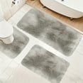 thumbnail image 4 of Mixed Color Bath Mats 3 Set Large Size Winter Bathroom Rugs for 3 Pcs Toilet Mats Soft Water Absorption Non Slide Thick Washable Easiler To Dry Dark, New, Style-hd-342, Gray, 4 of 8
