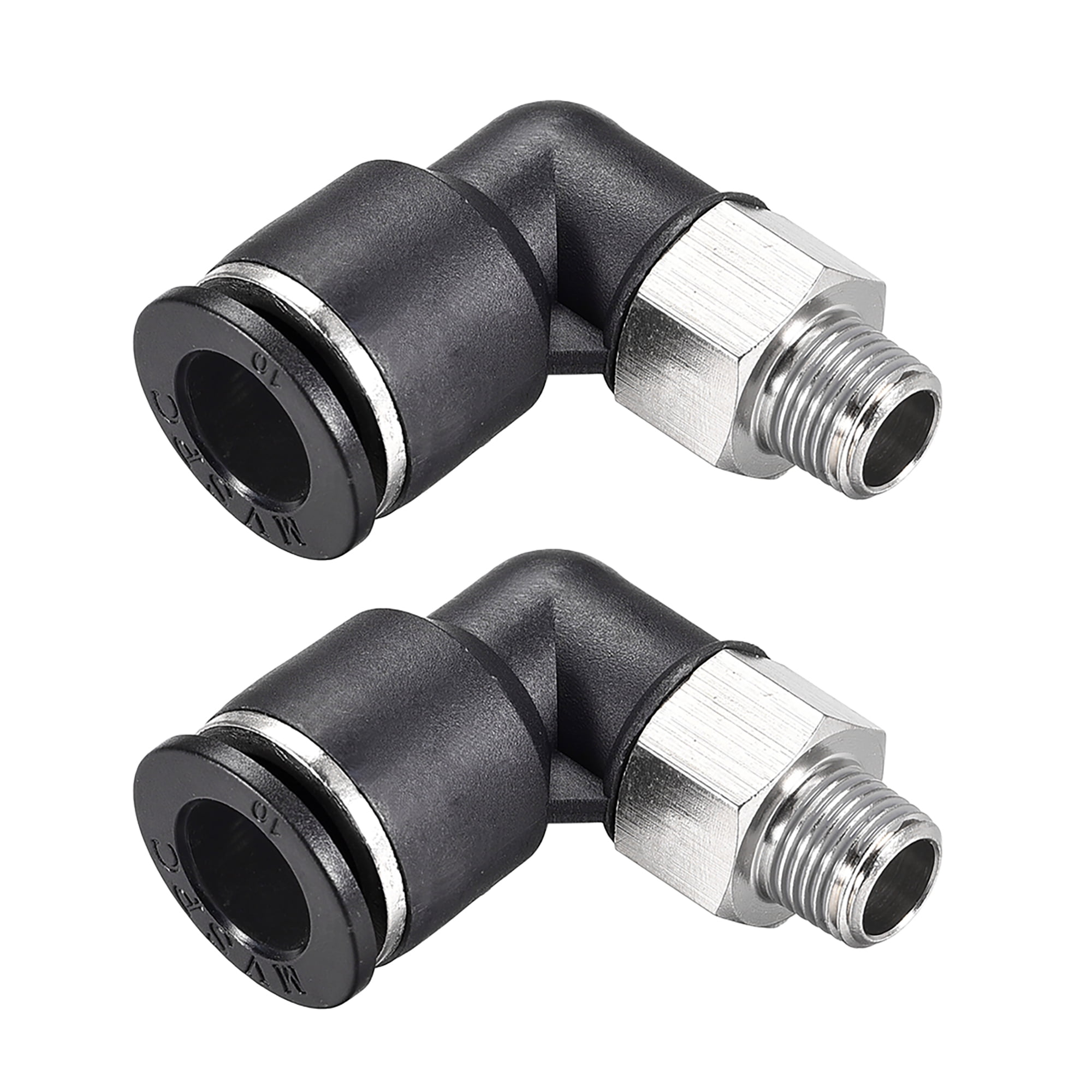 4 X Pneumatic Male Elbow Connector Tube 10mm Threaded 3/8" NPT Push In Fitting 