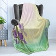 thumbnail image 4 of Botanical Soft Flannel Fleece Blanket, Blossoming Iris in Floral Frame on Dreamy Colors Bridal Composition Wedding Theme, Cozy Plush for Indoor and Outdoor Use, 50" x 70", Multicolor, by Ambesonne, 4 of 5