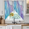 thumbnail image 2 of Blue Purple Gradient Swag Valances for Windows 2 Pack Abstract Glass Geometric Marble Modern Swag Kitchen Curtains 36 Inches Long Rod Pocket Short Window Treatment for Kitchen Bathroom 36"x36", 2 of 9