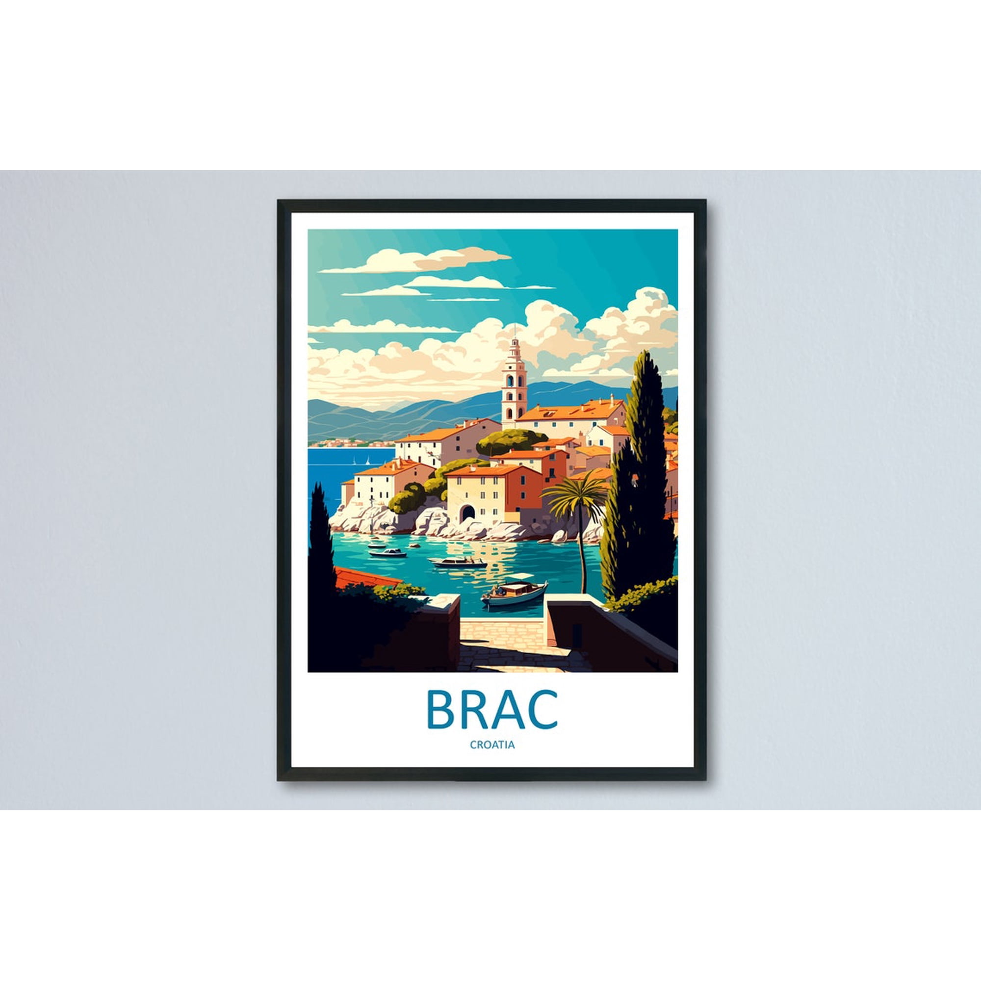 Brac Travel Print Wall Art Brac Wall Hanging Home Décor Brac Gift Art Lovers Croatia Art Lover Gift Brac Travel Poster Wall Art, Poster Only