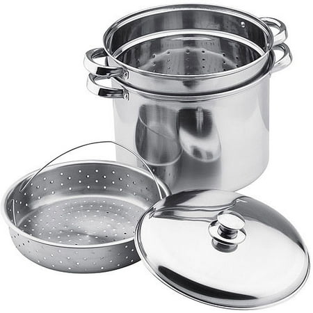Vinaroz Stainless Steel Collection 4-Piece Steamer Pot and Pasta Cooker