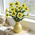 thumbnail image 5 of Artificial Flowers Pansies Eucalyptus Flowers Floral Arrangement Wedding Decor Living Room Decor Scene Decoration Art Floral Centerpiece Home Decor （Yellow）, 5 of 7