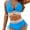 Blue, variant on Blooming Jelly Women High Waisted Bikini Sets Tummy Control Swimsuits Color Block Two Piece Drawstring Bathing Suit