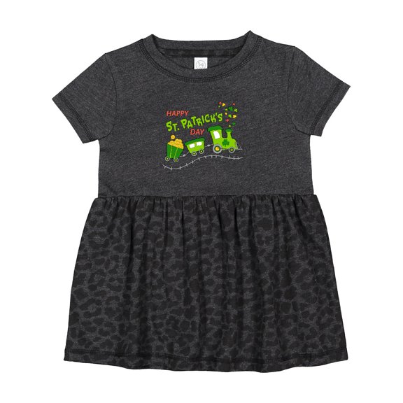 Inktastic Happy St. Patrick's Day Shamrock Train Girls Baby Dress