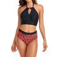 thumbnail image 1 of Womens Two Piece Swimsuits High Waisted Halter Nece Bathing Suit Tummy Control Swimwear, 1 of 5