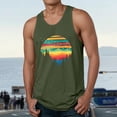 thumbnail image 2 of Mens Tee Coconut Print Sleeveless Holiday Top for Men,Army Green,M, 2 of 4