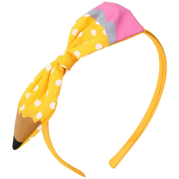Back To School Headband Cute Yellow Pencil Headband for Girls Bow School Hair Band Hair Accessories Back To School Outfits