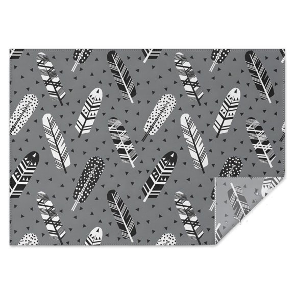 Gray Boho Tribal Feathers Pattern Rectangle Tablecloth 60"x84",Waterproof Polyester Rectangle Table Cloth, Wipeable Spillproof Polyester Tablecloth for Dining, Camping, Indoor and Outdoor